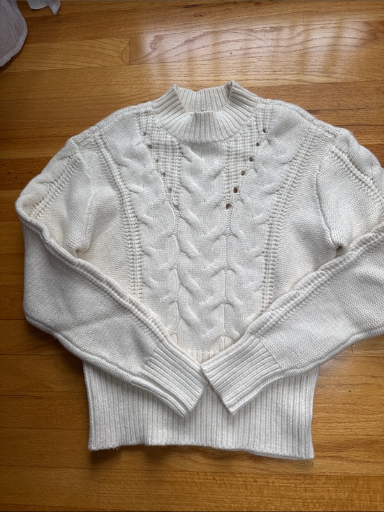 White House Black Market Sweaters - White House Black Market Cream Cable Mock Neck Sweater